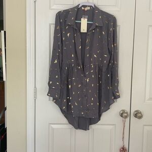 , gray with gold leaf , leather longer  in the back